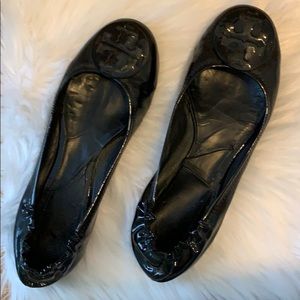 Tory Burch black patent leather ballet flats